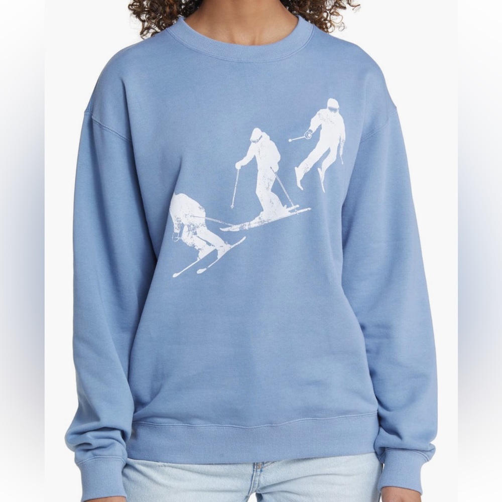 Golden hour skier Blue Ski Graphic sweatshirt